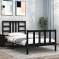 vidaXL Estructura de cama con cabecero madera maciza negro 90x190 cm vidaXL Estructura de cama con cabecero madera maciza negro 90x190 cm