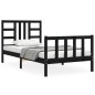 vidaXL Estructura de cama con cabecero madera maciza negro 90x190 cm vidaXL Estructura de cama con cabecero madera maciza negro 90x190 cm