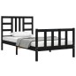 vidaXL Estructura de cama con cabecero madera maciza negro 90x190 cm vidaXL Estructura de cama con cabecero madera maciza negro 90x190 cm
