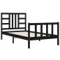 vidaXL Estructura de cama con cabecero madera maciza negro 90x190 cm vidaXL Estructura de cama con cabecero madera maciza negro 90x190 cm