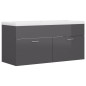 vidaXL Mueble con lavabo madera de ingeniería gris brillante vidaXL Mueble con lavabo madera de ingeniería gris brillante