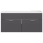 vidaXL Mueble con lavabo madera de ingeniería gris brillante vidaXL Mueble con lavabo madera de ingeniería gris brillante