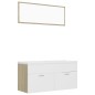 vidaXL Set de muebles de baño madera ingeniería blanco y roble Sonoma vidaXL Set de muebles de baño madera ingeniería blanco y roble Sonoma