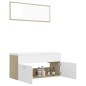 vidaXL Set de muebles de baño madera ingeniería blanco y roble Sonoma vidaXL Set de muebles de baño madera ingeniería blanco y roble Sonoma