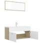 vidaXL Set de muebles de baño madera ingeniería blanco y roble Sonoma vidaXL Set de muebles de baño madera ingeniería blanco y roble Sonoma