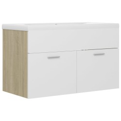 vidaXL Mueble con lavabo madera de ingeniería blanco y roble Sonoma