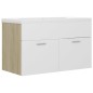 vidaXL Mueble con lavabo madera de ingeniería blanco y roble Sonoma vidaXL Mueble con lavabo madera de ingeniería blanco y roble Sonoma