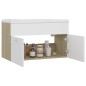 vidaXL Mueble con lavabo madera de ingeniería blanco y roble Sonoma vidaXL Mueble con lavabo madera de ingeniería blanco y roble Sonoma
