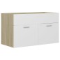 vidaXL Mueble con lavabo madera de ingeniería blanco y roble Sonoma vidaXL Mueble con lavabo madera de ingeniería blanco y roble Sonoma