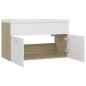 vidaXL Mueble con lavabo madera de ingeniería blanco y roble Sonoma vidaXL Mueble con lavabo madera de ingeniería blanco y roble Sonoma