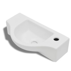 Lavabo de cerámica blanco con agujero para grifo 