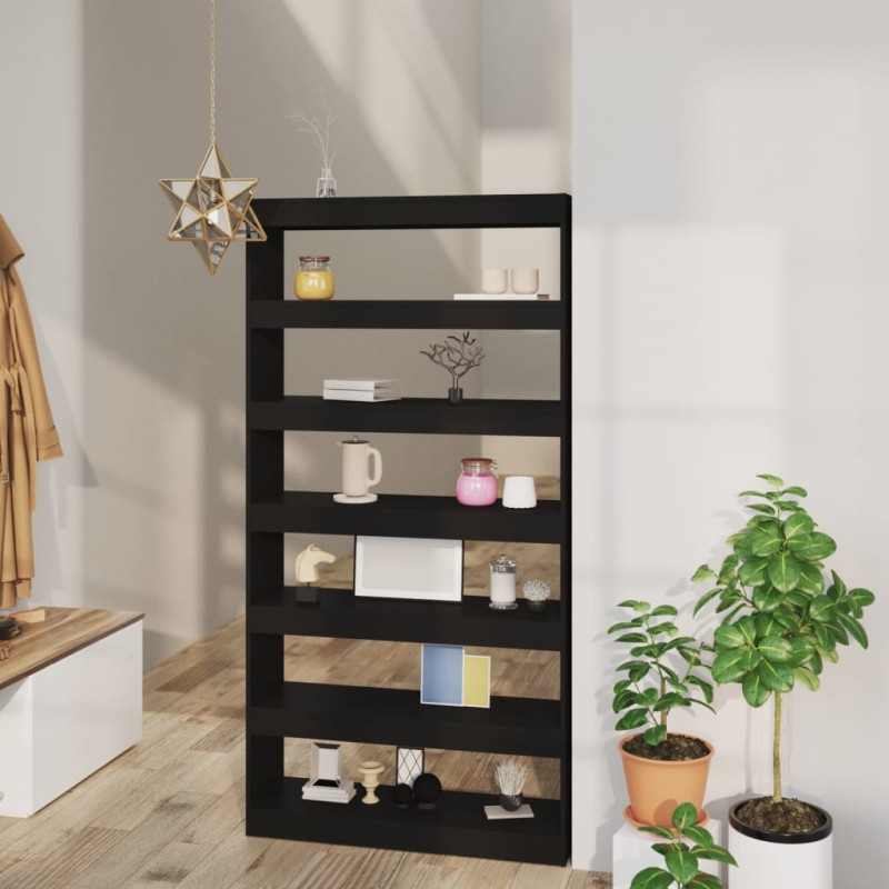 vidaXL Estantería/divisor madera contrachapada negro 100x30x198 cm 