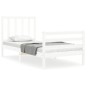 vidaXL Estructura de cama con cabecero madera maciza blanco 90x200 cm vidaXL Estructura de cama con cabecero madera maciza blanco 90x200 cm