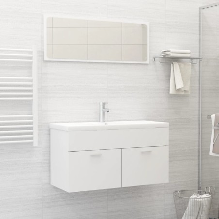 vidaXL Juego de muebles de baño madera de ingeniería blanco