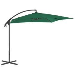 vidaXL Sombrilla voladiza con poste de acero 250x250 cm verde