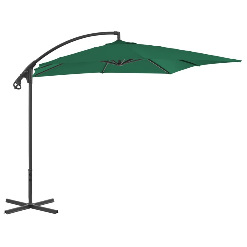 vidaXL Sombrilla voladiza con poste de acero 250x250 cm verde vidaXL Sombrilla voladiza con poste de acero 250x250 cm verde