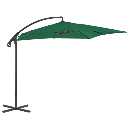 vidaXL Sombrilla voladiza con poste de acero 250x250 cm verde