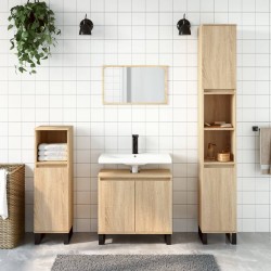 vidaXL Set de muebles de baño 3 pzas madera contrachapada roble sonoma