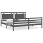 vidaXL Estructura de cama con cabecero madera maciza gris 200x200 cm vidaXL Estructura de cama con cabecero madera maciza gris 200x200 cm