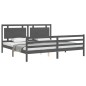 vidaXL Estructura de cama con cabecero madera maciza gris 200x200 cm vidaXL Estructura de cama con cabecero madera maciza gris 200x200 cm