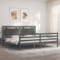 vidaXL Estructura de cama con cabecero madera maciza gris 200x200 cm vidaXL Estructura de cama con cabecero madera maciza gris 200x200 cm