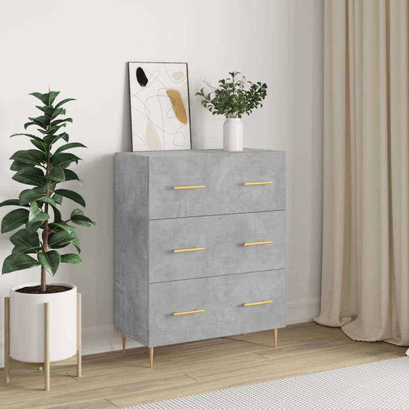 vidaXL Aparador de madera de ingeniería gris hormigón 69,5x34x90 cm