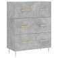 vidaXL Aparador de madera de ingeniería gris hormigón 69,5x34x90 cm
