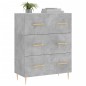 vidaXL Aparador de madera de ingeniería gris hormigón 69,5x34x90 cm