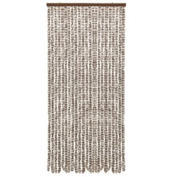 vidaXL Cortina mosquitera chenilla gris taupe y blanco 90x220 cm