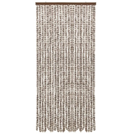 vidaXL Cortina mosquitera chenilla gris taupe y blanco 90x220 cm