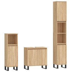 vidaXL Set de muebles de baño 3 pzas madera contrachapada roble sonoma
