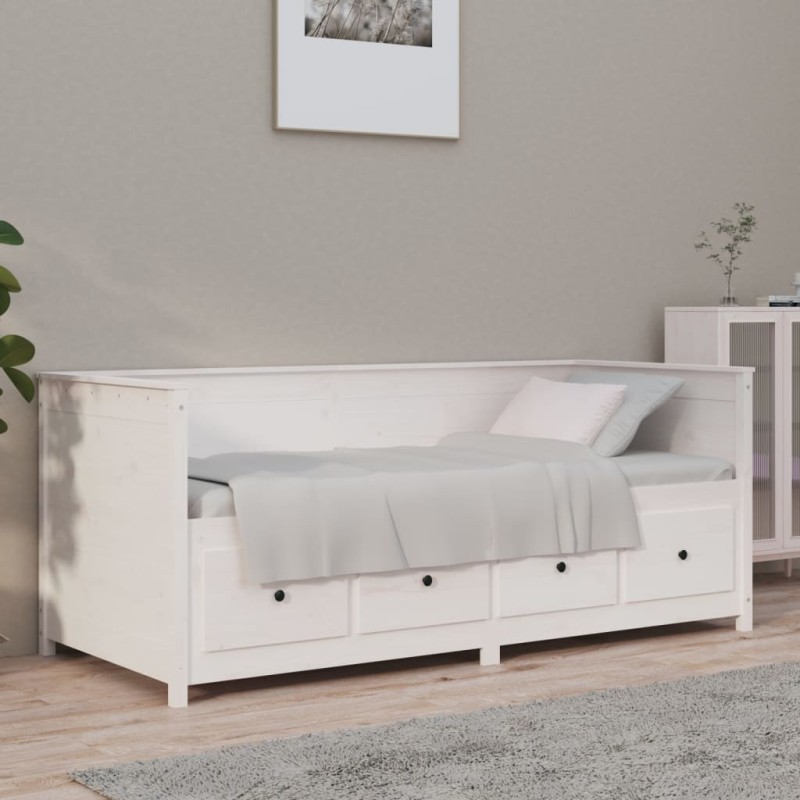 vidaXL Sofá cama madera maciza de pino blanco 75x190 cm