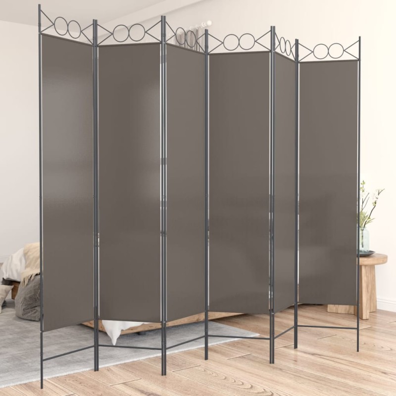 vidaXL Biombo divisor de 6 paneles de tela gris antracita 240x200 cm