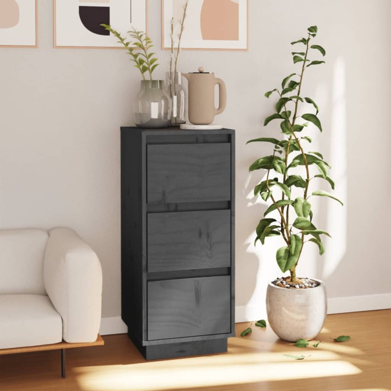 vidaXL Aparador de madera maciza de pino gris 32x34x75 cm