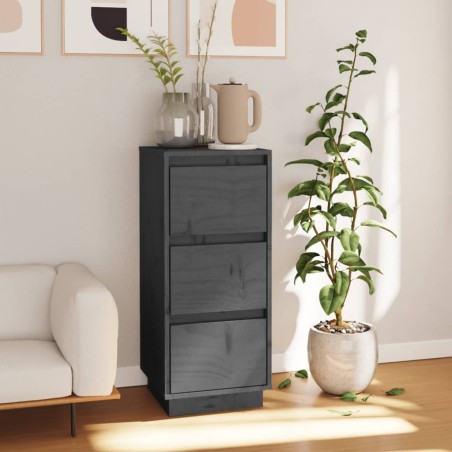 vidaXL Aparador de madera maciza de pino gris 32x34x75 cm