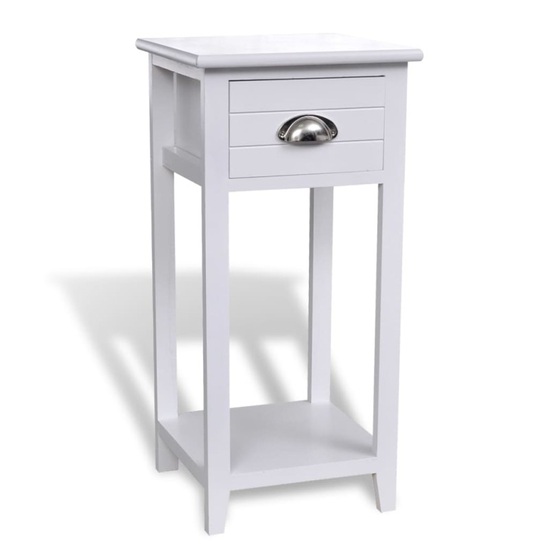 vidaXL Mesita de noche con 1 cajón blanca vidaXL Mesita de noche con 1 cajón blanca