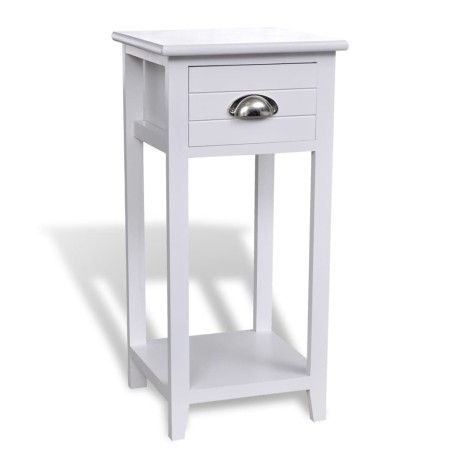 vidaXL Mesita de noche con 1 cajón blanca 