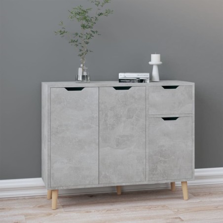 vidaXL Aparador de madera de ingeniería gris hormigón 90x30x72 cm