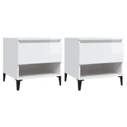 vidaXL Mesas auxiliares 2 uds contrachapada blanco brillo 50x46x50 cm