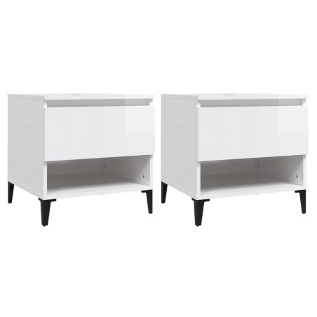 vidaXL Mesas auxiliares 2 uds contrachapada blanco brillo 50x46x50 cm
