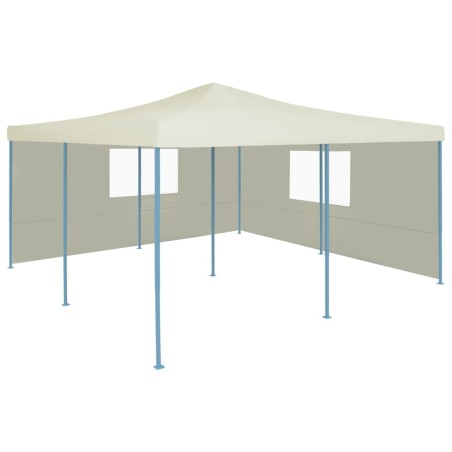 vidaXL Cenador plegable con 2 paredes color crema 5x5 m