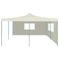 vidaXL Cenador plegable con 2 paredes color crema 5x5 m