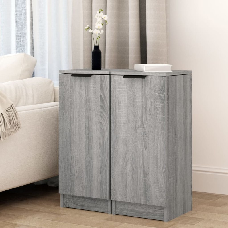 vidaXL Aparadores 2 uds madera contrachapada gris Sonoma 30x30x70 cm
