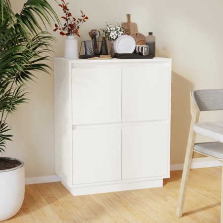 vidaXL Aparador de madera maciza de pino blanco 60x34x75 cm