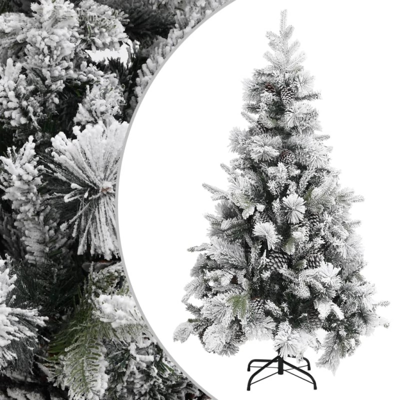 vidaXL Árbol de Navidad con nieve flocada y piñas PVC y PE 195 cm vidaXL Árbol de Navidad con nieve flocada y piñas PVC y PE 195 cm