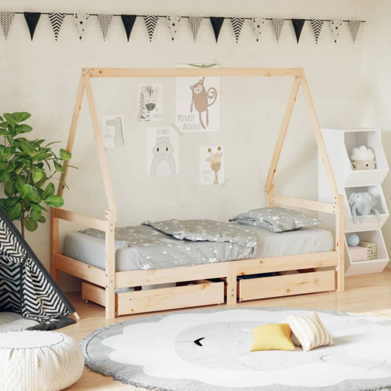 vidaXL Estructura de cama infantil con cajones madera de pino 80x160cm vidaXL Estructura de cama infantil con cajones madera de pino 80x160cm