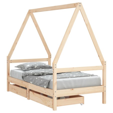 vidaXL Estructura de cama infantil con cajones madera de pino 80x160cm