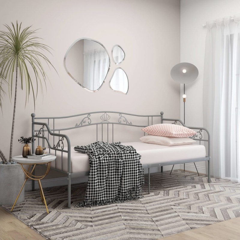 vidaXL Estructura de sofá cama de metal gris 90x200 cm vidaXL Estructura de sofá cama de metal gris 90x200 cm