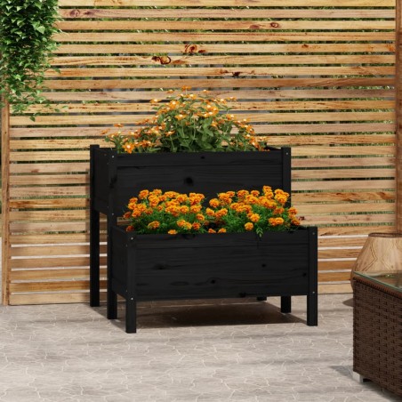 vidaXL Jardinera madera maciza de pino negro 84,5x84x75 cm