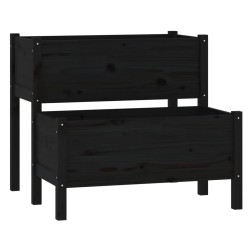 vidaXL Jardinera madera maciza de pino negro 84,5x84x75 cm